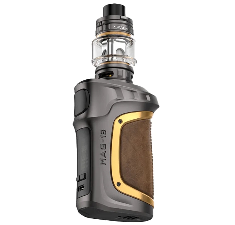 SMOK MAG-18 Kit Vape - ガンメタルゴールドレザー：力強さと美の融合、そして圧倒的な性能体験